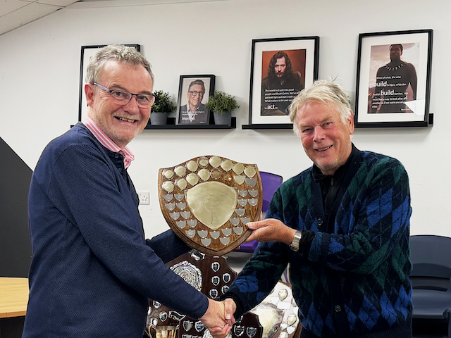 Paul Brooks presented the Division 1 trophy to Clive Liggatt representing Totnes